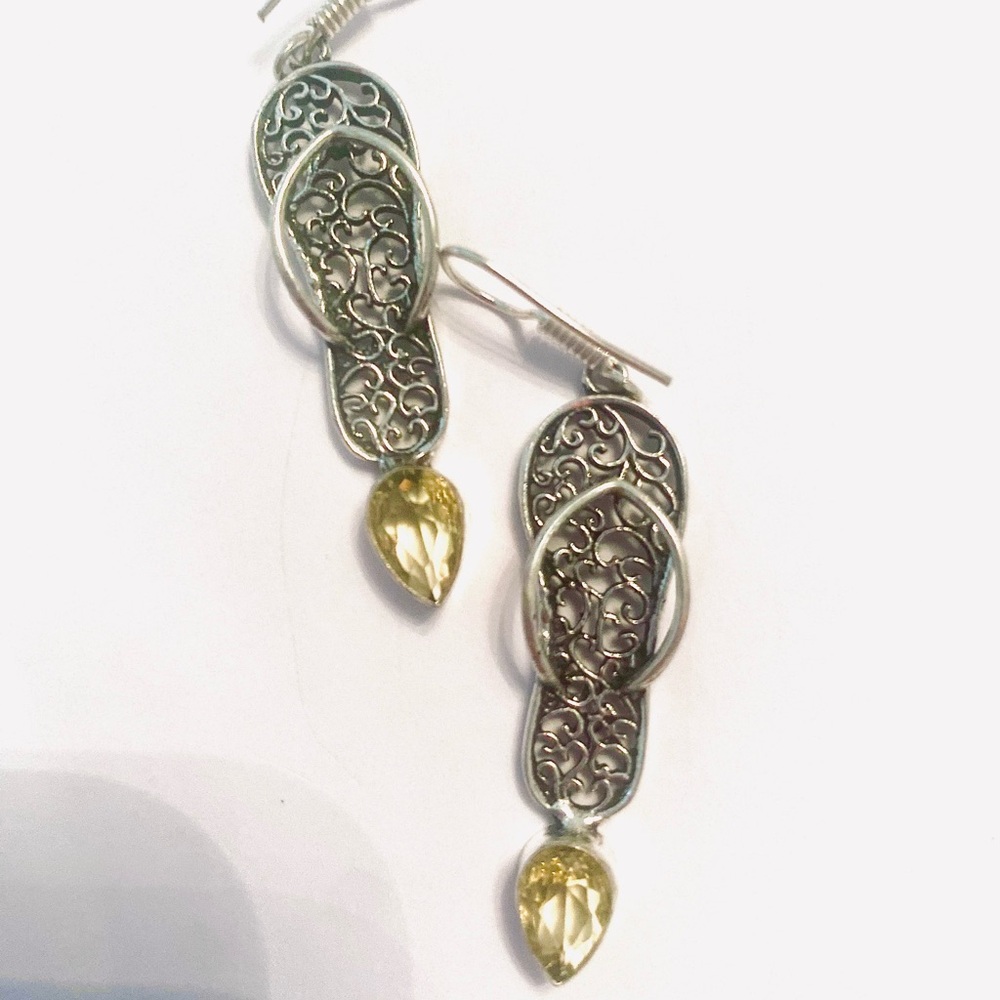 1 1/2 inch, Citrine flip flop earrings.